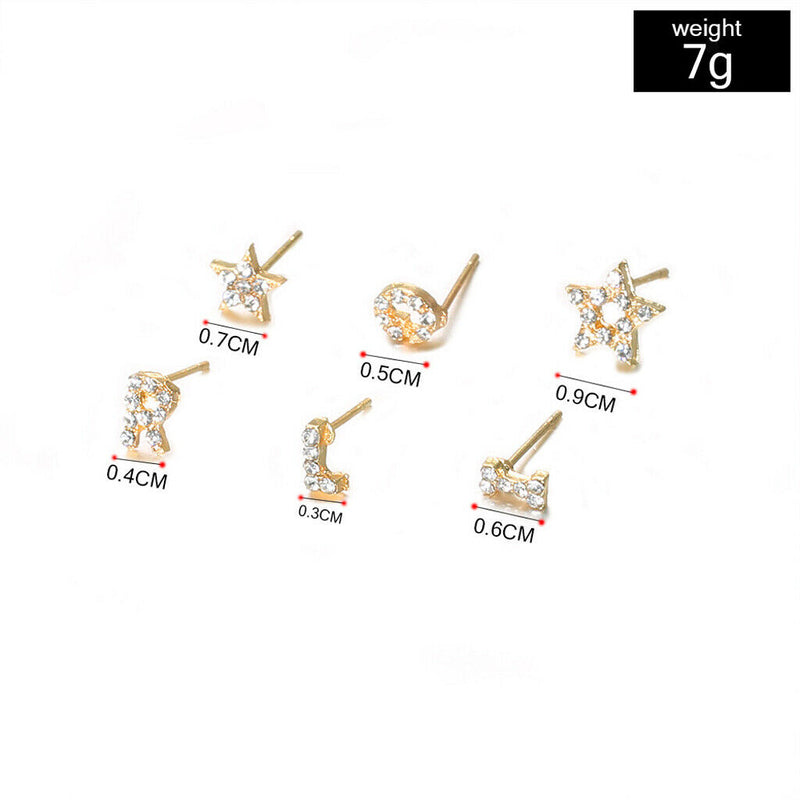 5 Pairs assorted crystal rhinestone stud earrings women fashion jewelry