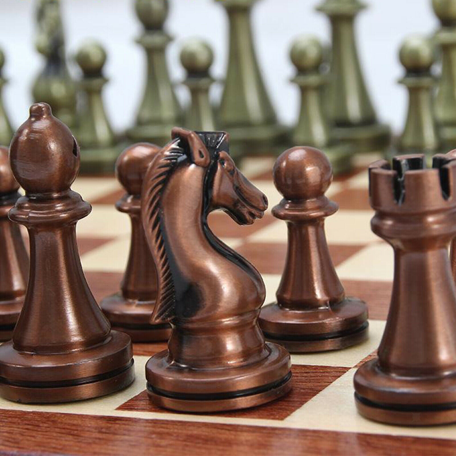 Alloy Chess Board Set Inlaid Storage Family Game Travel Set Chess Pieces