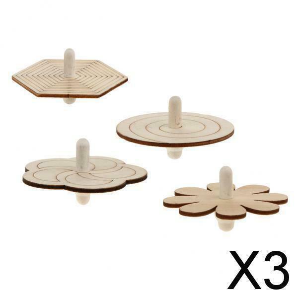 3X 4pcs Assorted Unfinished Wood Peg-Top Spinning Top Gyro for Kids DIY Craft