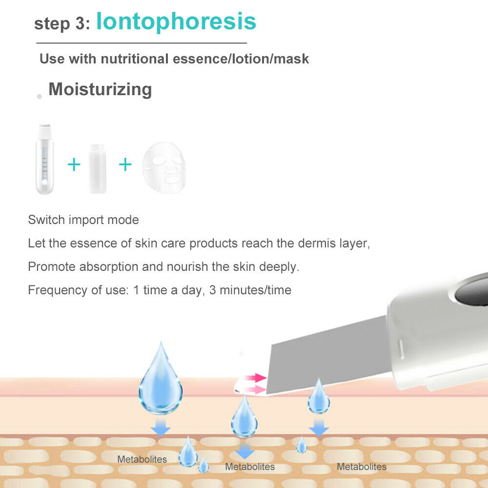 Ion Ultrasonic Skin Scrubber Blackhead Peeling Remover Facial Pore Deep Cleaning