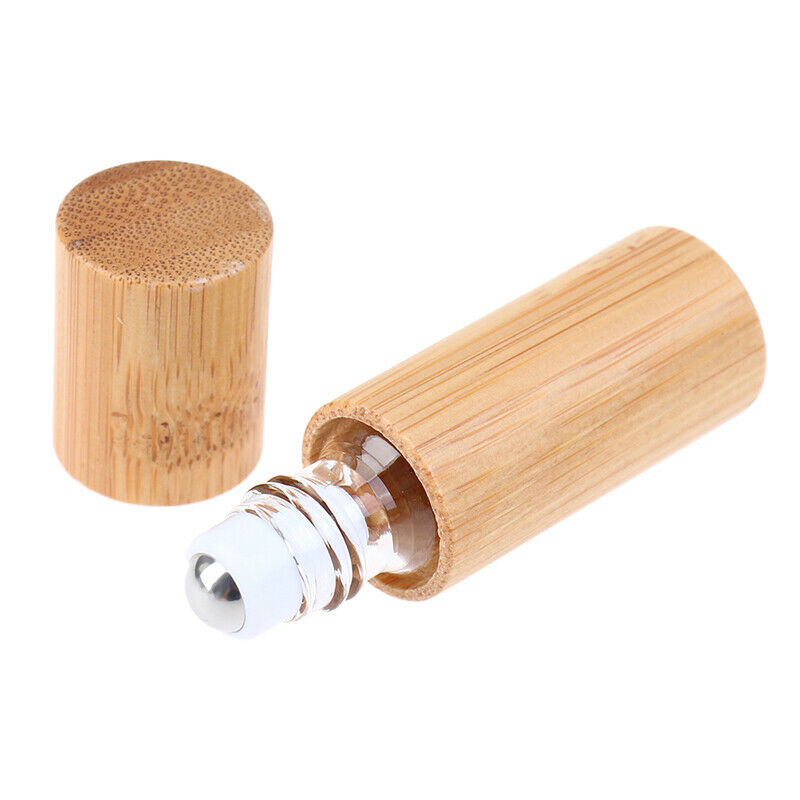 5ML Bamboo Wood Bottle Perfume Empty Oil Bottle Stainless Roll On Ball PerfuBDD