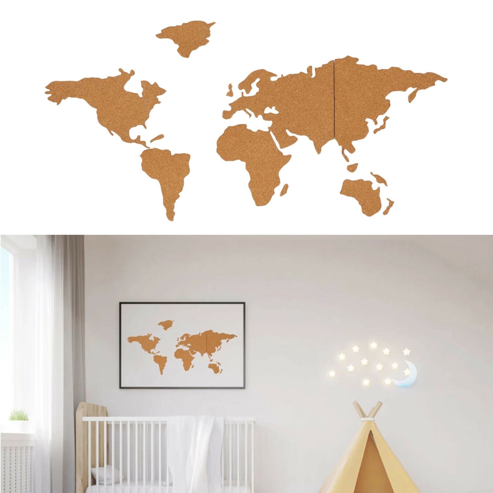 Cork World Map World Wall Map Cork with 10pcs Pins Home Kitchen Ornaments