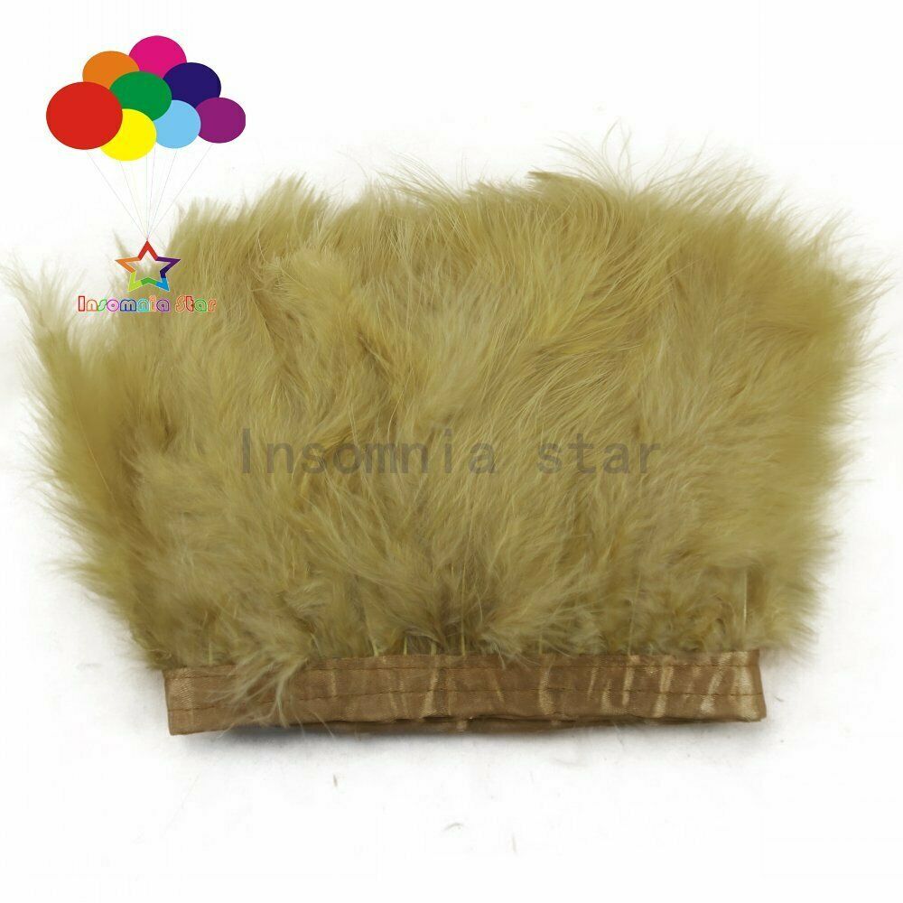 2 Meter Sand Fancy Soft Fluffy Turkey Marabou Feather Ribbon Trim Feather Width