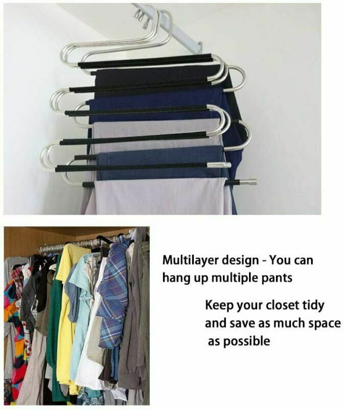 Space Saving Slack Hangers Organizer for Clothes Trousers Jeans Shirts Pants~~US