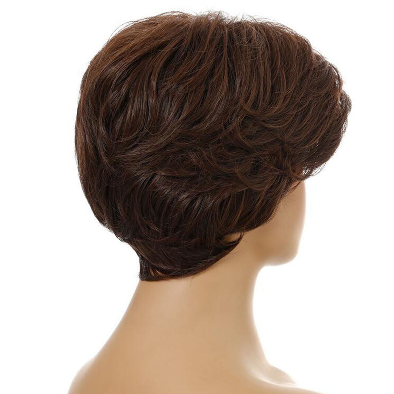 Womens Short Curly Wavy Bob Wig Synthetic Fashion Brown Hair Full Wigs