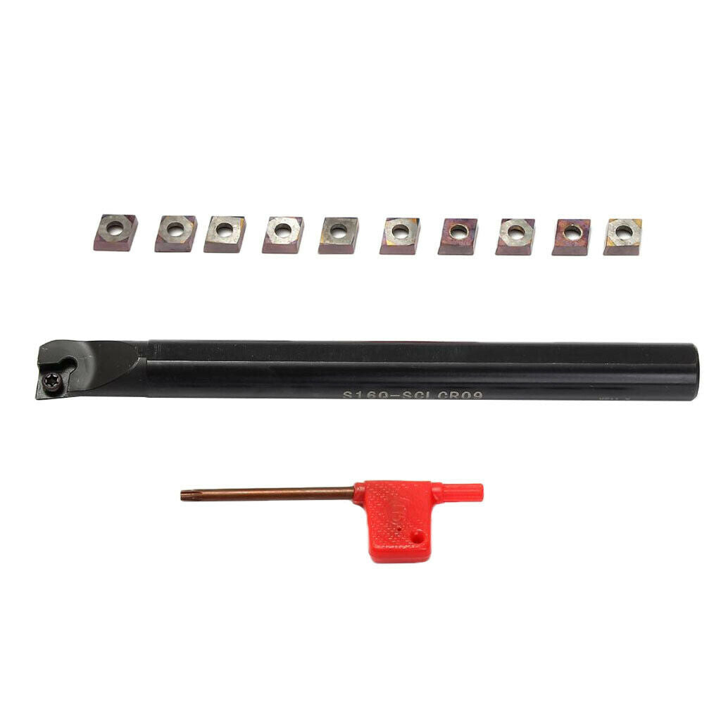 Metal S16Q-SCLCR09 CNC Turning Holder + 10Pcs CCMT09T3 Inserts W/ T15 Wrench