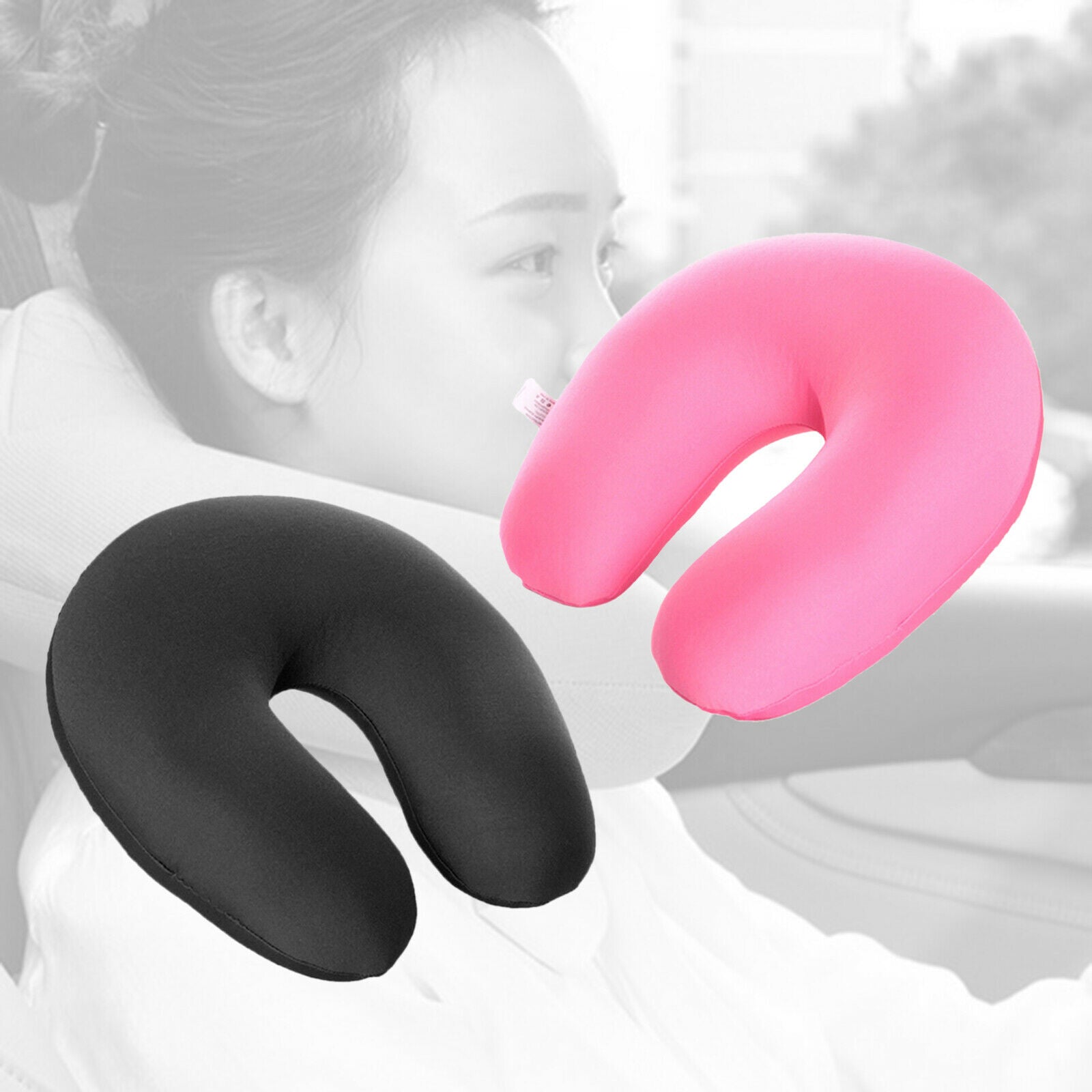 2x Travel Pillow U Shape Neck Pillow Headrest Cushion for Office Plane Seat