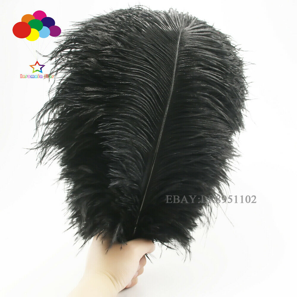 10-12 inch 50 pcs Black Ostrich Feather Plume for Wedding centerpieces Diy
