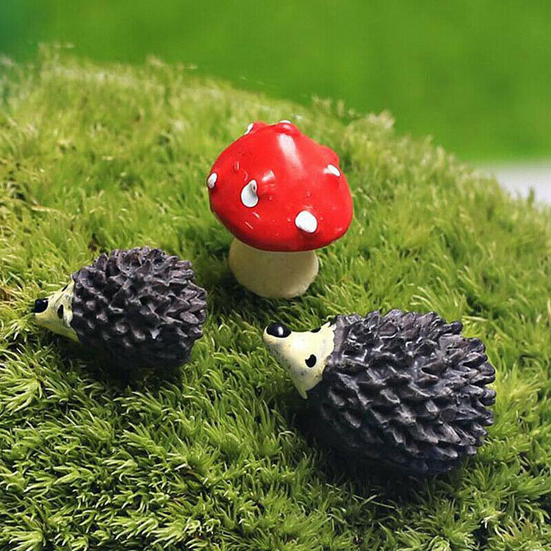 3pc Moss micro landscape ornaments hedgehog mushroom small ornament