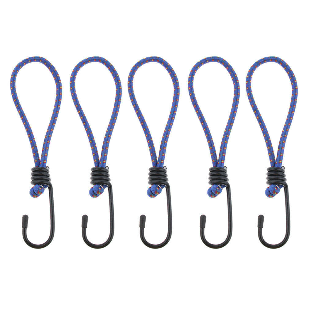 2X 5 Pcs Bungee Hook Tie - Tarpaulin Elastic Stretch Cord Straps with Hook 6mm