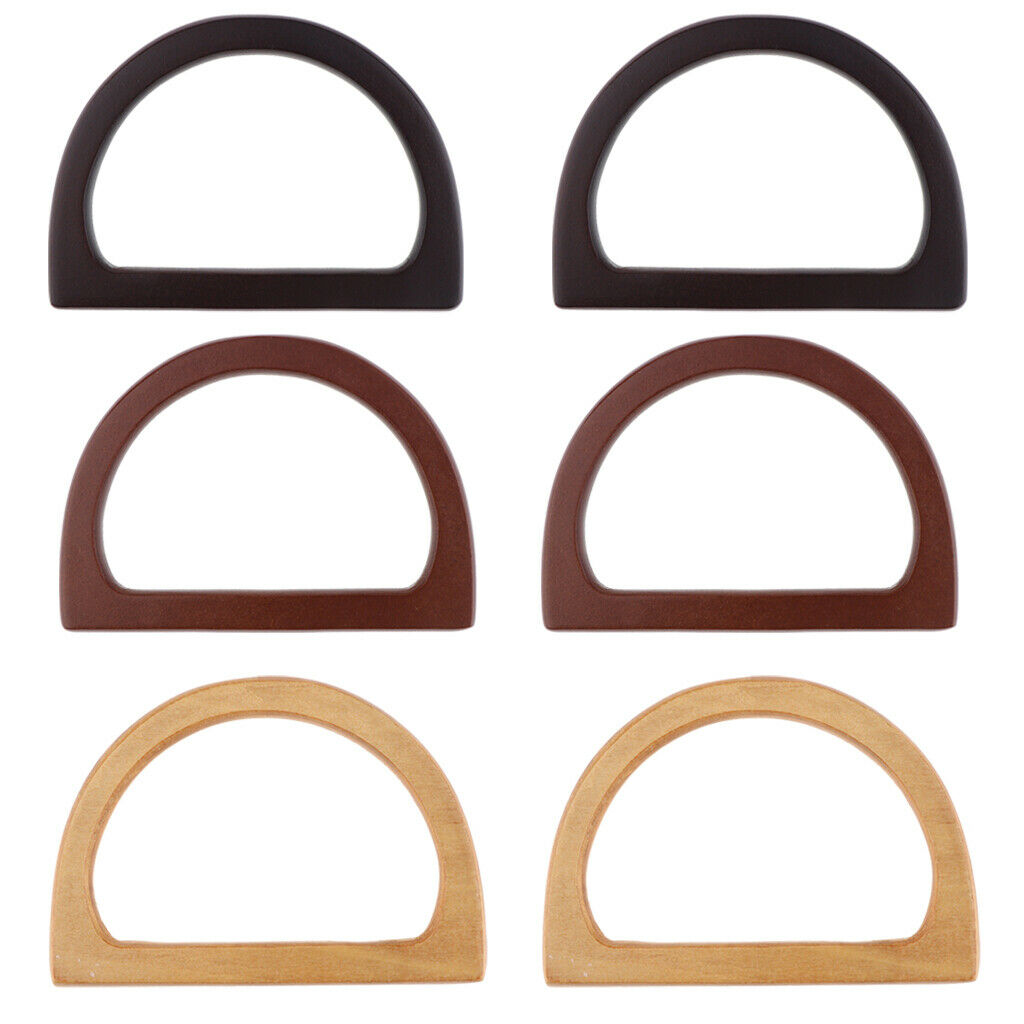 3 Pair   Wood Handbag Bag Handle Replacement Purse Making DIY Wood Handle