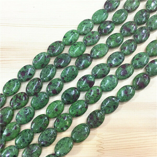1 Strand/22Pcs 18x13x5mm Green Ruby in Fuchsite Oval Loose Beads 15.5inch HH692