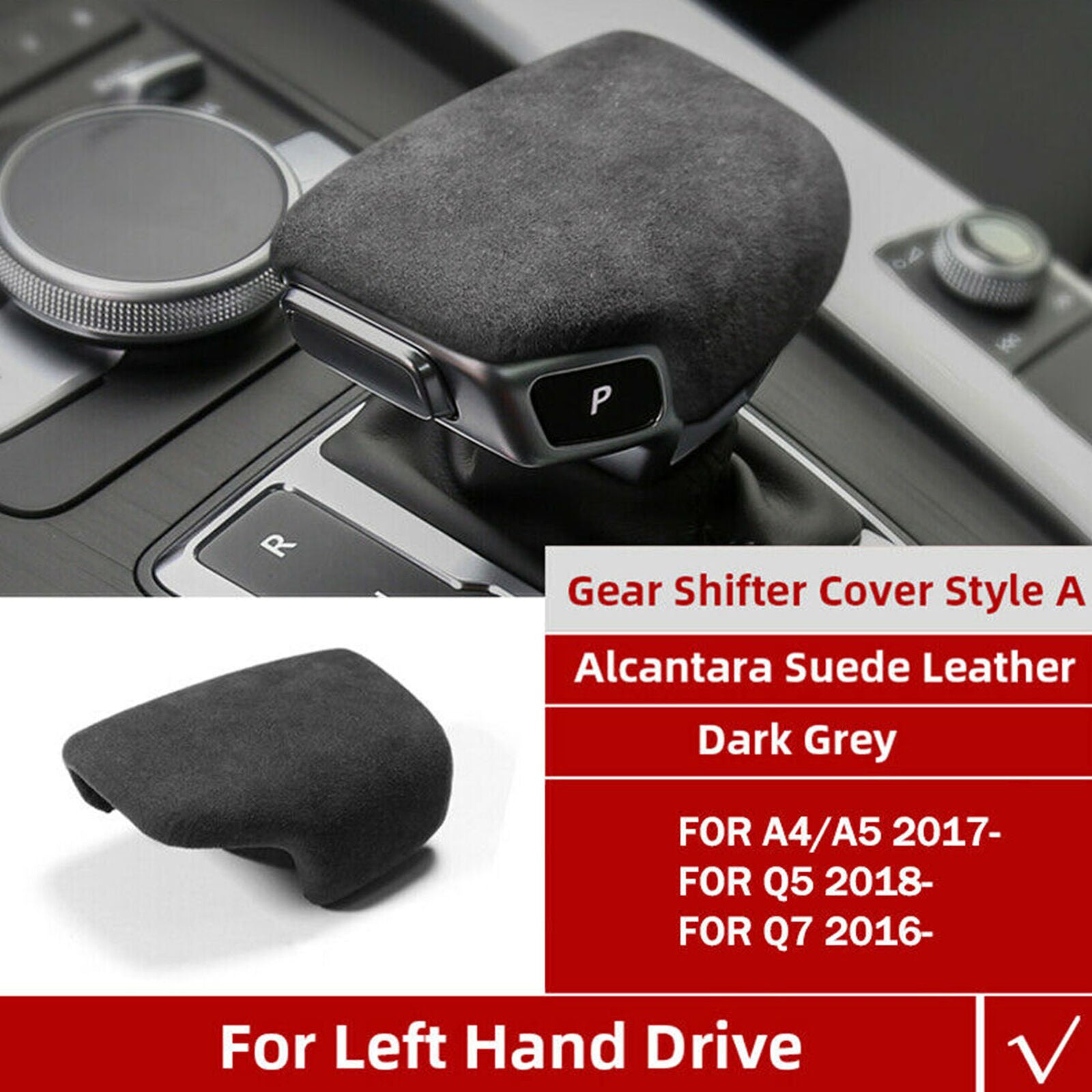 Gray Alcantara Suede Gear Shift Panel Cover For Audi A4 S4 S5 RS5 B9 A5 Q5 Q7