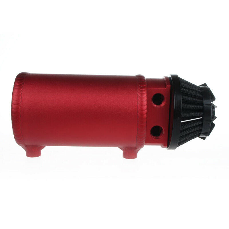 Universal Aluminum Oil Catch Can 2-Port Tank Reservoir w/ Filter Protect Engine