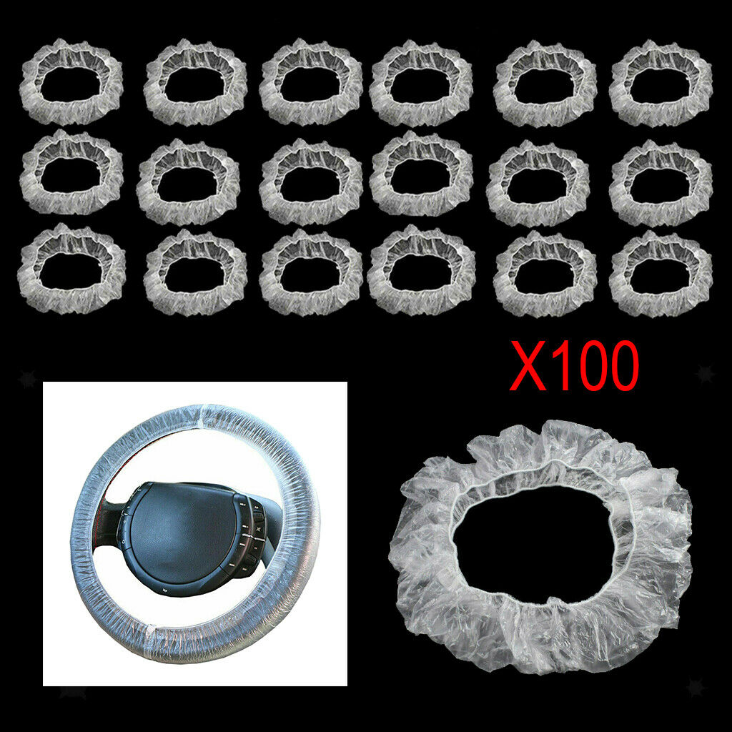 Set of 100 Disposable Steering Wheel Covers White Wheel Anti-dust Clear for