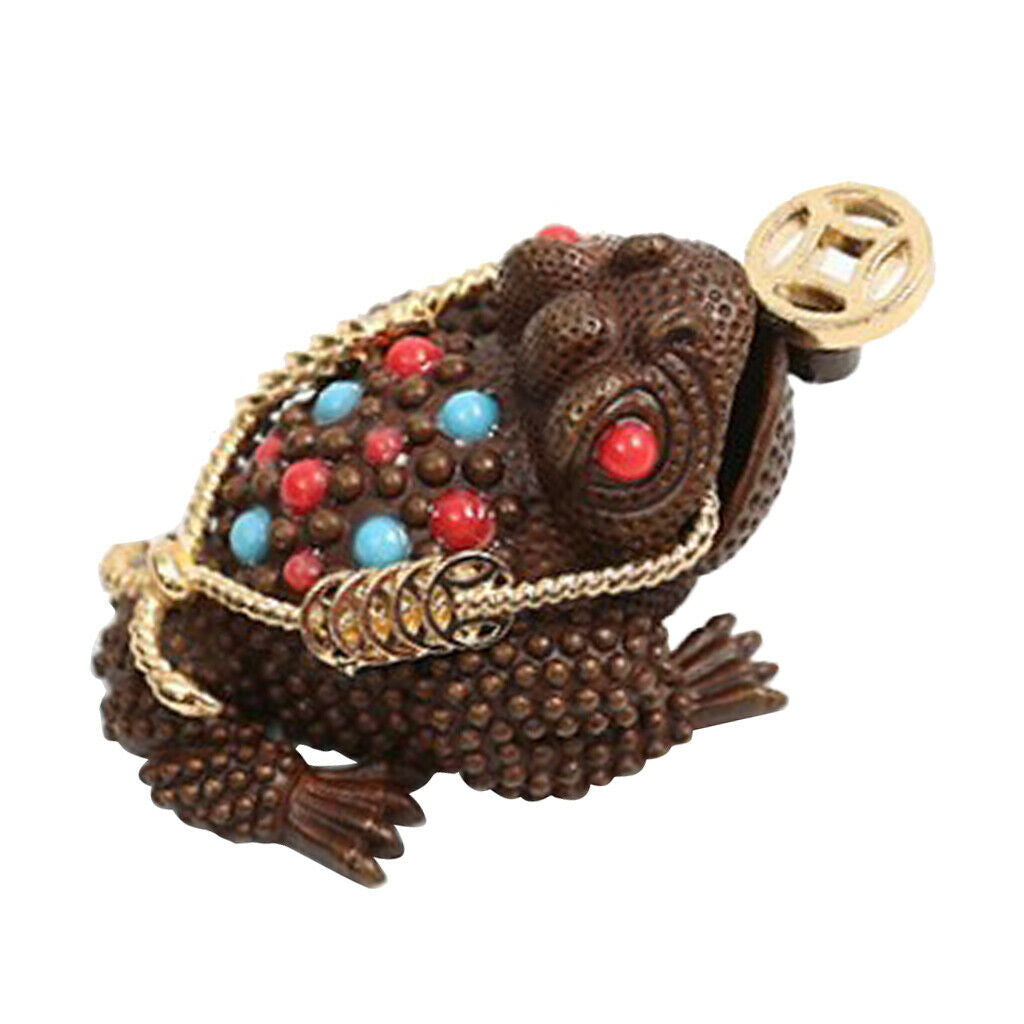 Chinese Feng Shui Decor Lucky Money 3 Legs Toad Frog Incense Burner Statue S