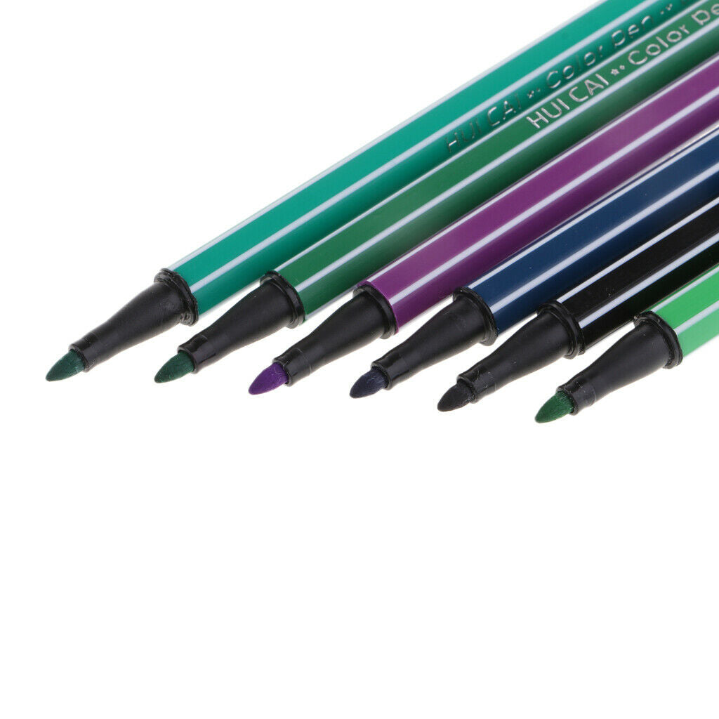 36 Pieces Fibre Felt Tip Coloring Pen Washable Ink for Kids Drawing Graffiti