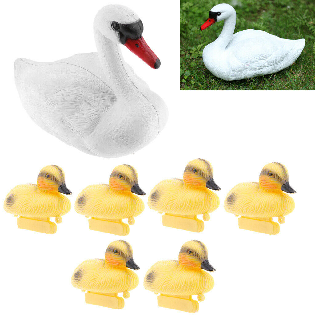 7x Vivid Plastic Yellow Duck and Swan Floating Hunting Fish Pond Ornament