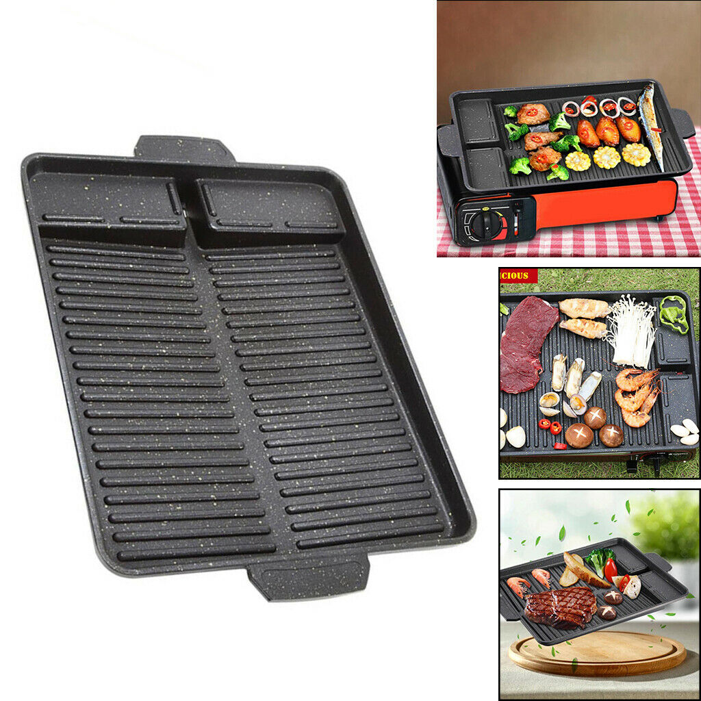 Heavy Duty BBQ Grill Pan Frying Non-Stick with Handle Picnic Accessory Black