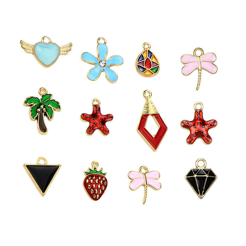 30Pcs/Set Mixed Style Metal Enamel Charms Pendant DIY Jewelry Finding Crafts Ad