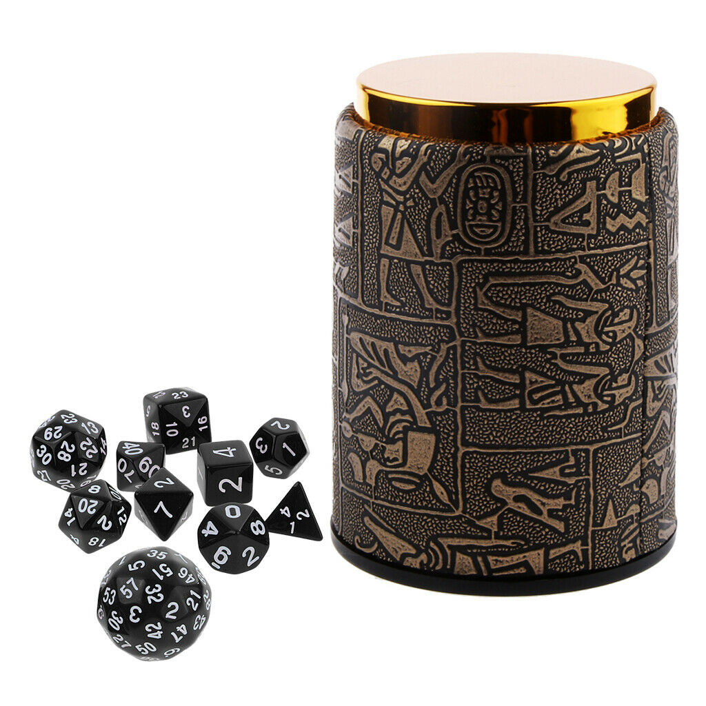 10pcs Multi-Sided Dice Set with Egyptian Dice Cup Shaker Holder TRPG Game