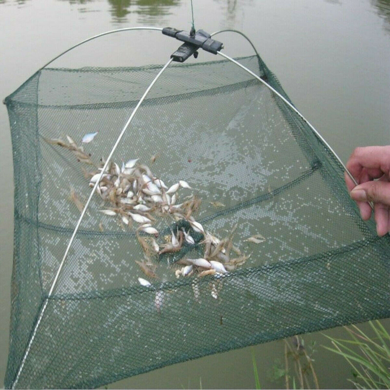 60cm Folded Fishing Net Shrimp Crayfish Minnow Crab Bait Dip Cage Trap