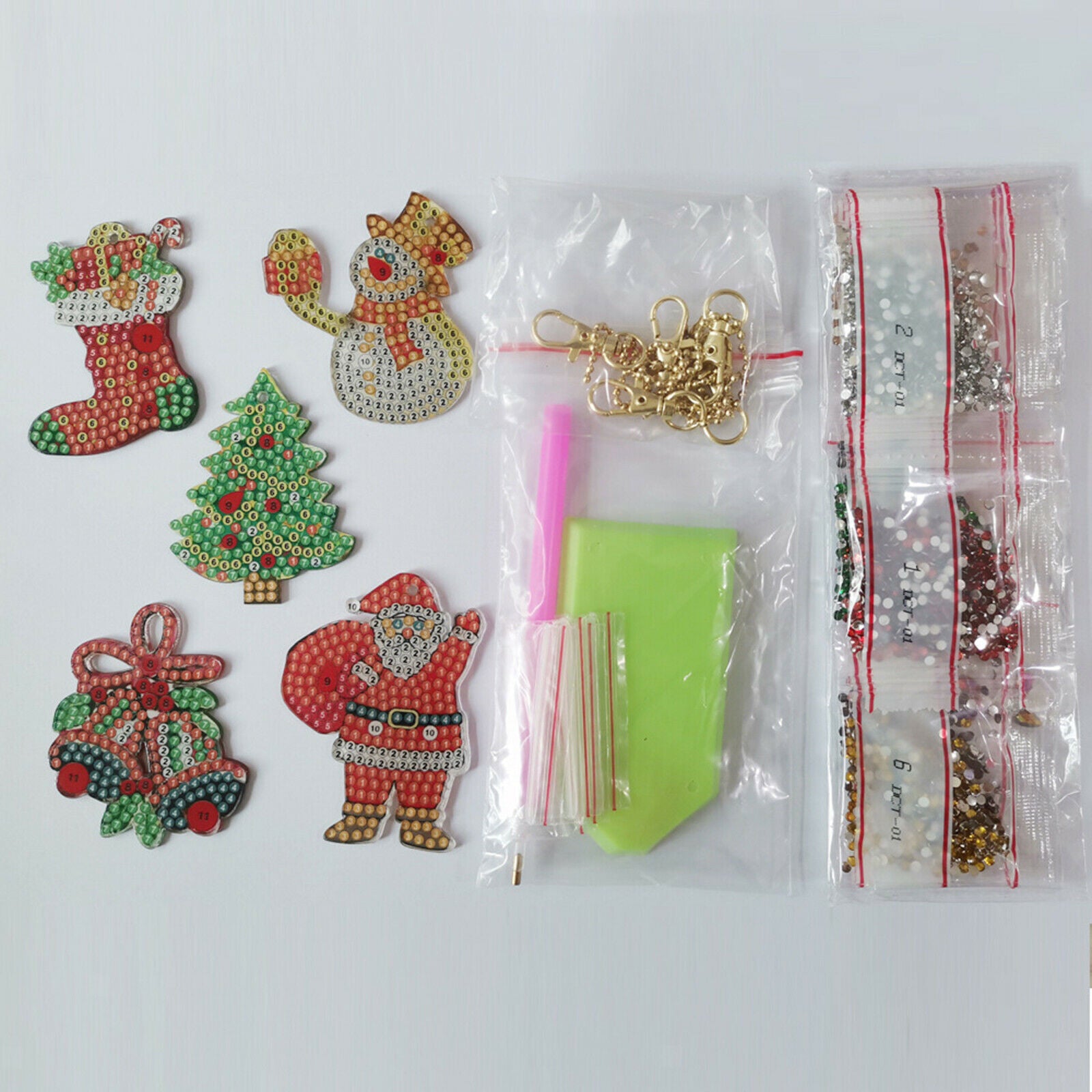 5Pcs Diamond Painting Keychain DIY Key Chain Pendant Purse Christmas Decor