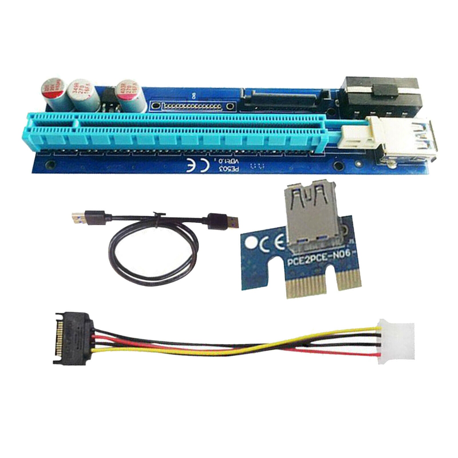 PE503 PCI-E Riser Card 4PIN+SATA 60CM Cable SATA Power for Bitcoin Miner