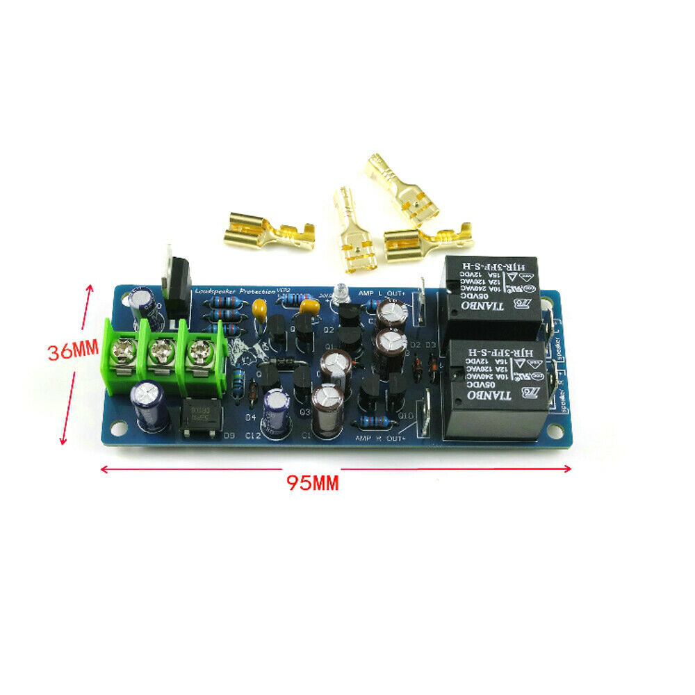 AC12V Dual-Channel Speaker Protection Board Finished Board With Black Relay