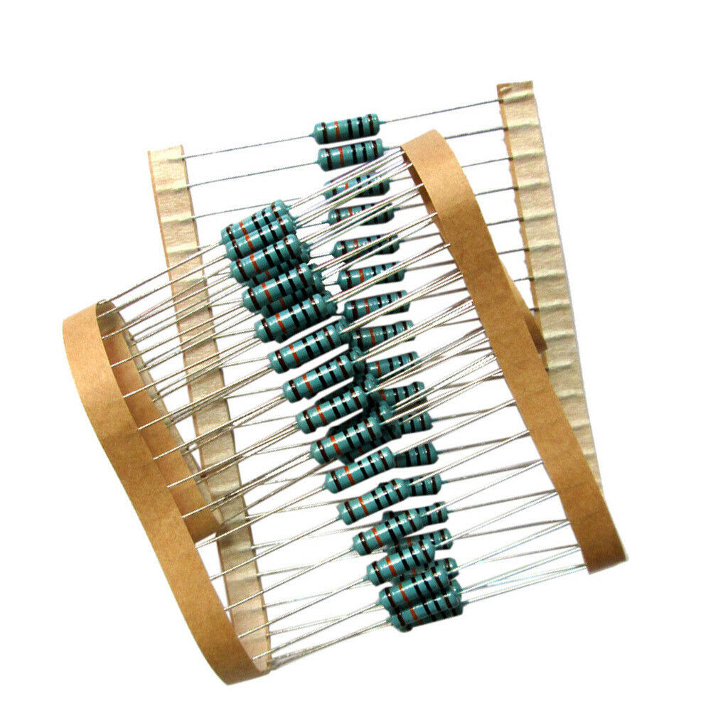 50 Pieces 1W 1% Resistor Kit 100K Ohm Metal Film Resistors Assortment