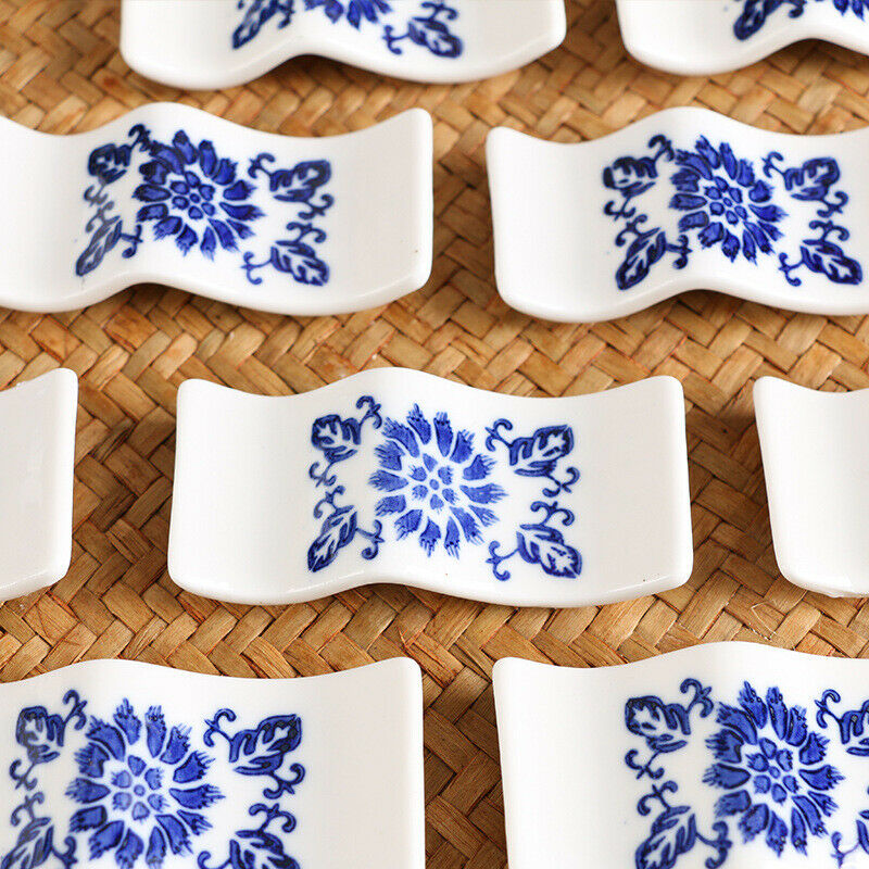 2Pcs Chopsticks Rack Chinese Ceramic Porcelain Spoon Holder Stand Cutlery Home