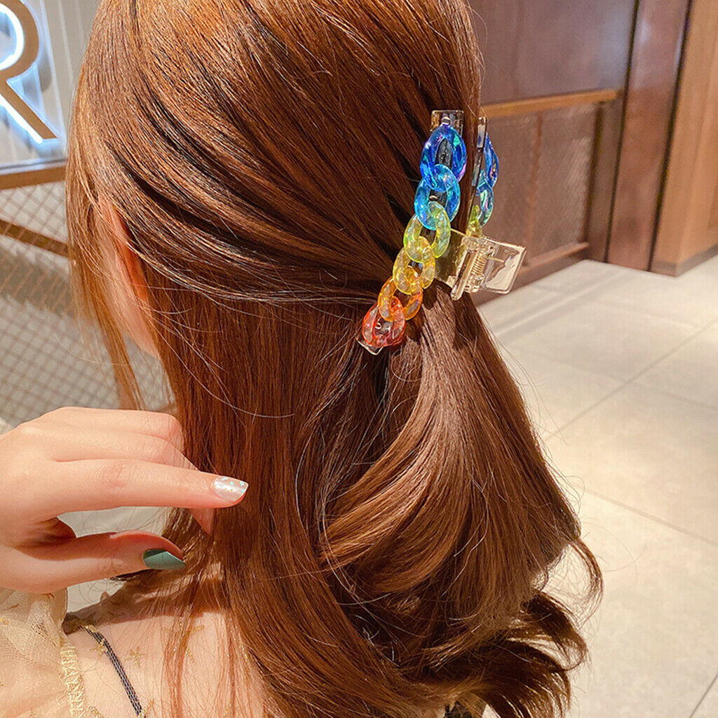 Rainbow Colors Ladies Girls Hair Claw Clips Clamps Barrettes Hair Holder