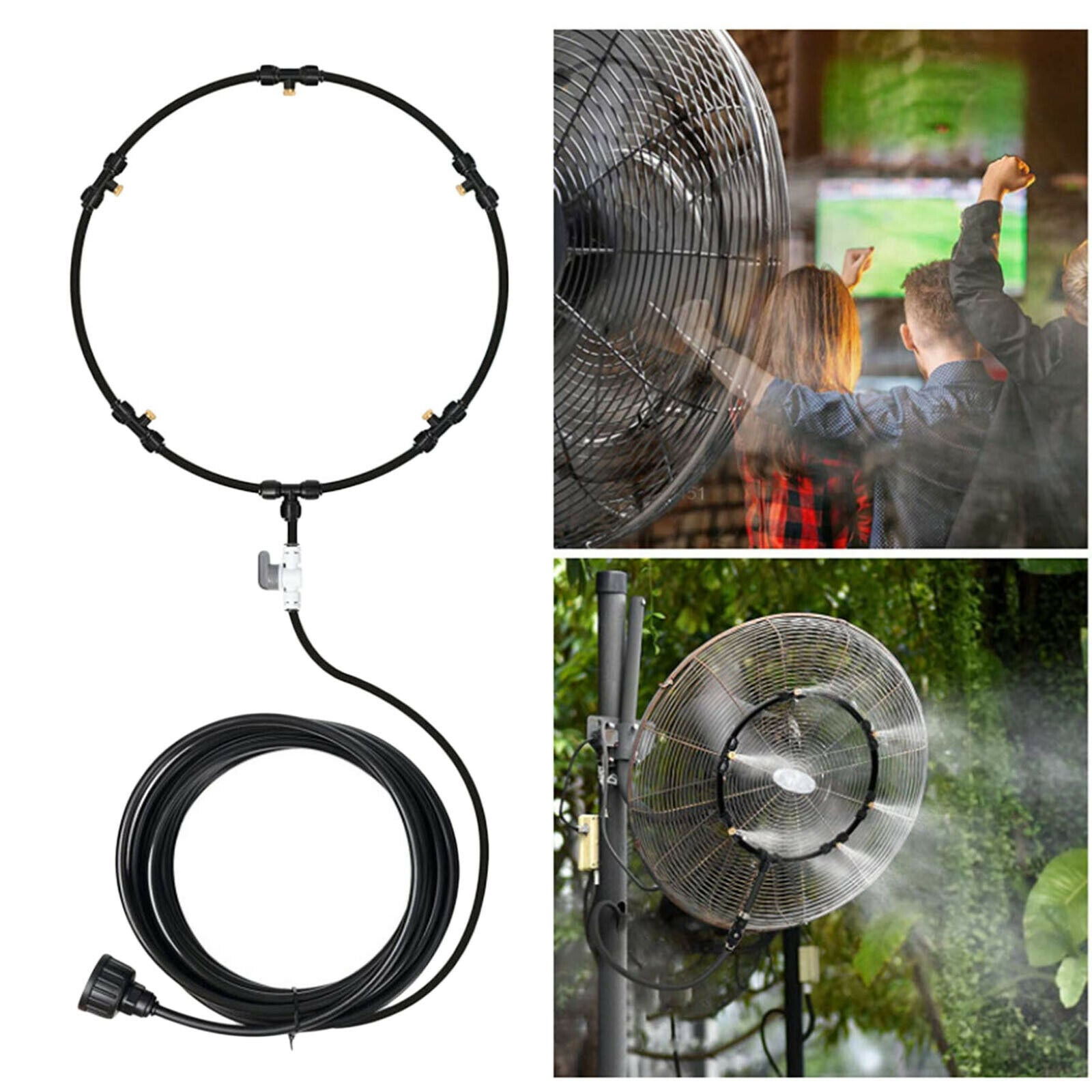 Outdoor Misting System Fan Cooling Portable Patio Garden Sprinkler Mist Kit