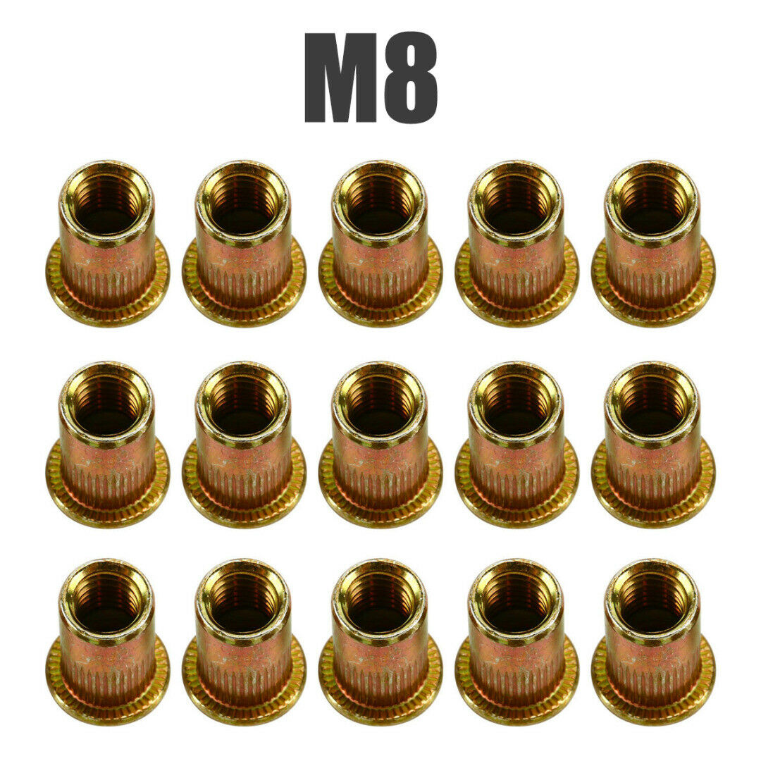 175Pcs M3-M10 Carbon Steel Color Zinc Plated Vertical Grain Flat Head Rivet Nut