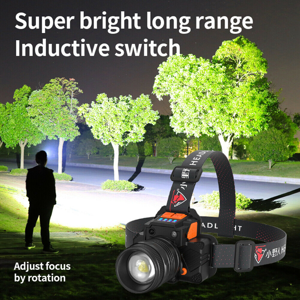 Outdoor Headlamp LED USB Rechargeable Headlight Flashlight Zoomable Head torch
