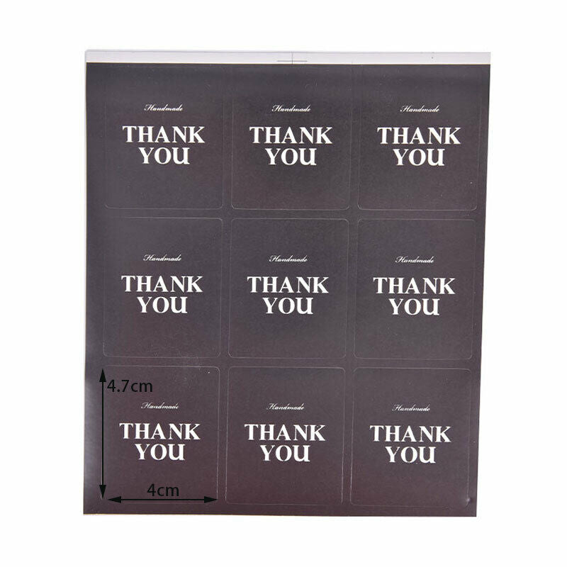 90Pcs Rectangle Black Handmade Thank You Cake Packaging Sealing Kraft Sti.l8