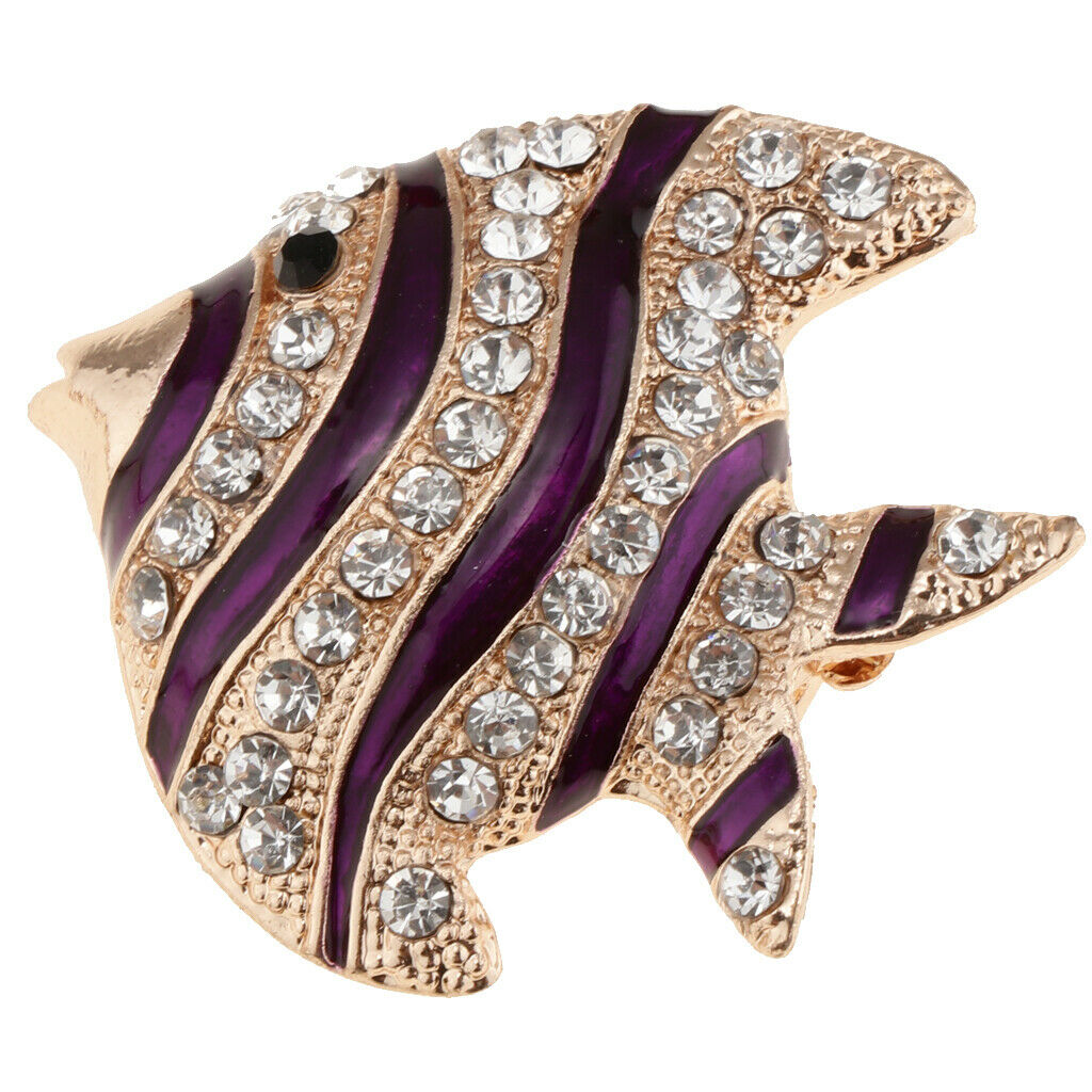 Fashion Crystal Animal Brooch Pin Rhinestone Personality Brestpin Strip Fish