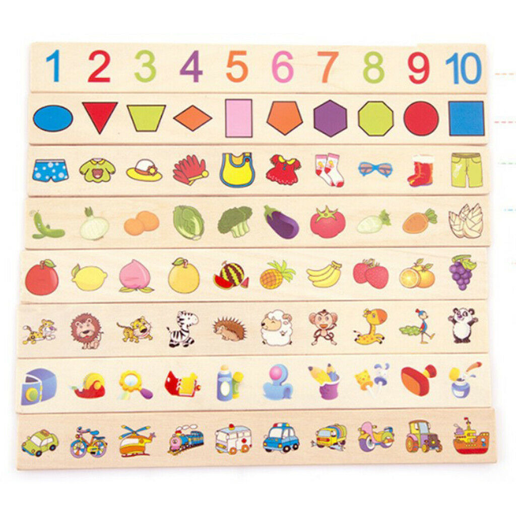 Toddler Kids Wooden Matching Grouping Toys Number Patterns Early Development
