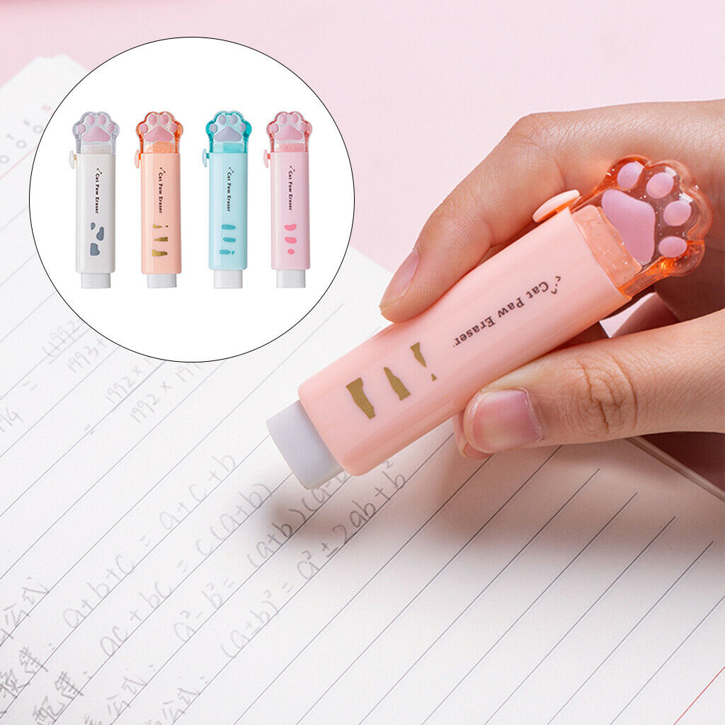 4x Cat Claw Pencil Erasers Colored Push-pull Eraser Painting Drawing Eraser