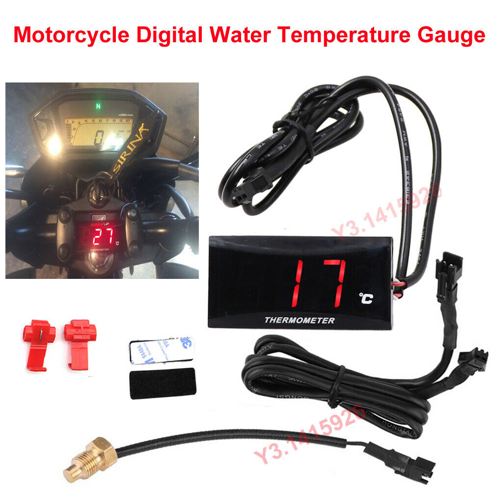 Motorcycle LCD Digital Thermometer Meter Instrument LED Water Temperature Gauge