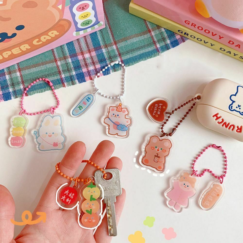 New Cute Japanese Girlish Heart Acrylic Pendant Key Ring Key Chain Key Buckle