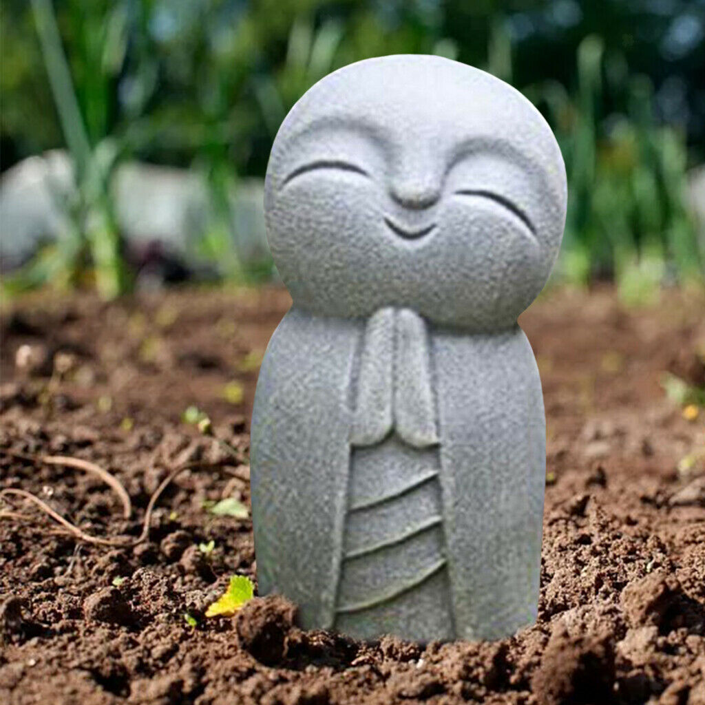 Garden Namaste Praying Volcanic Jizo Japanese Buddha Lucky Statue