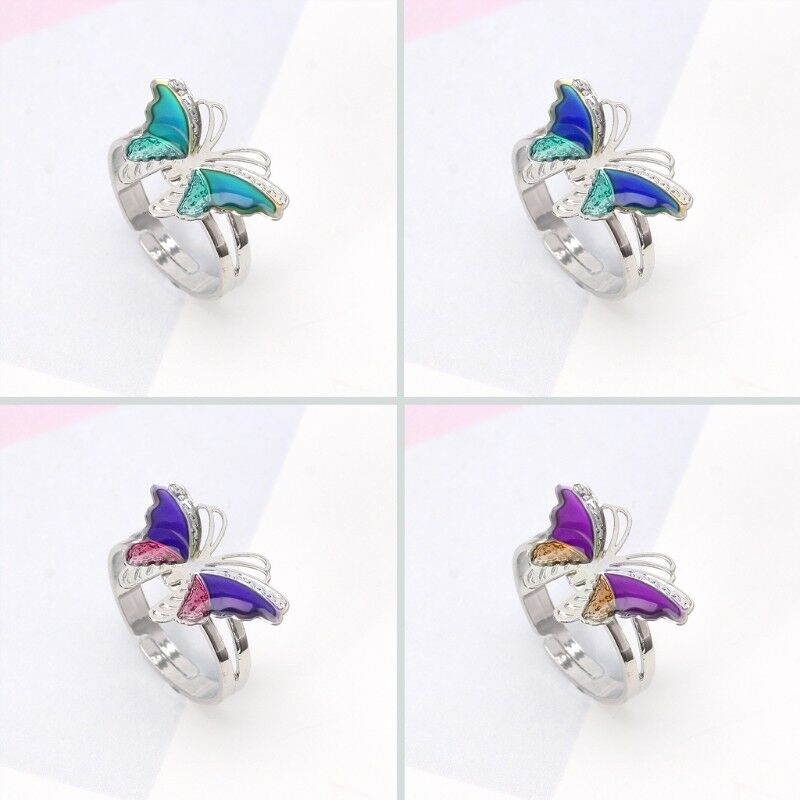 Colorful Butterfly Mood Temperature Emotion Ring Feeling Rings For Women Kids