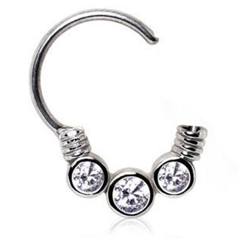 Crystal Stainless Steel Nose Hoop Rings Studs Women Cartilage Piercing Jew.l8