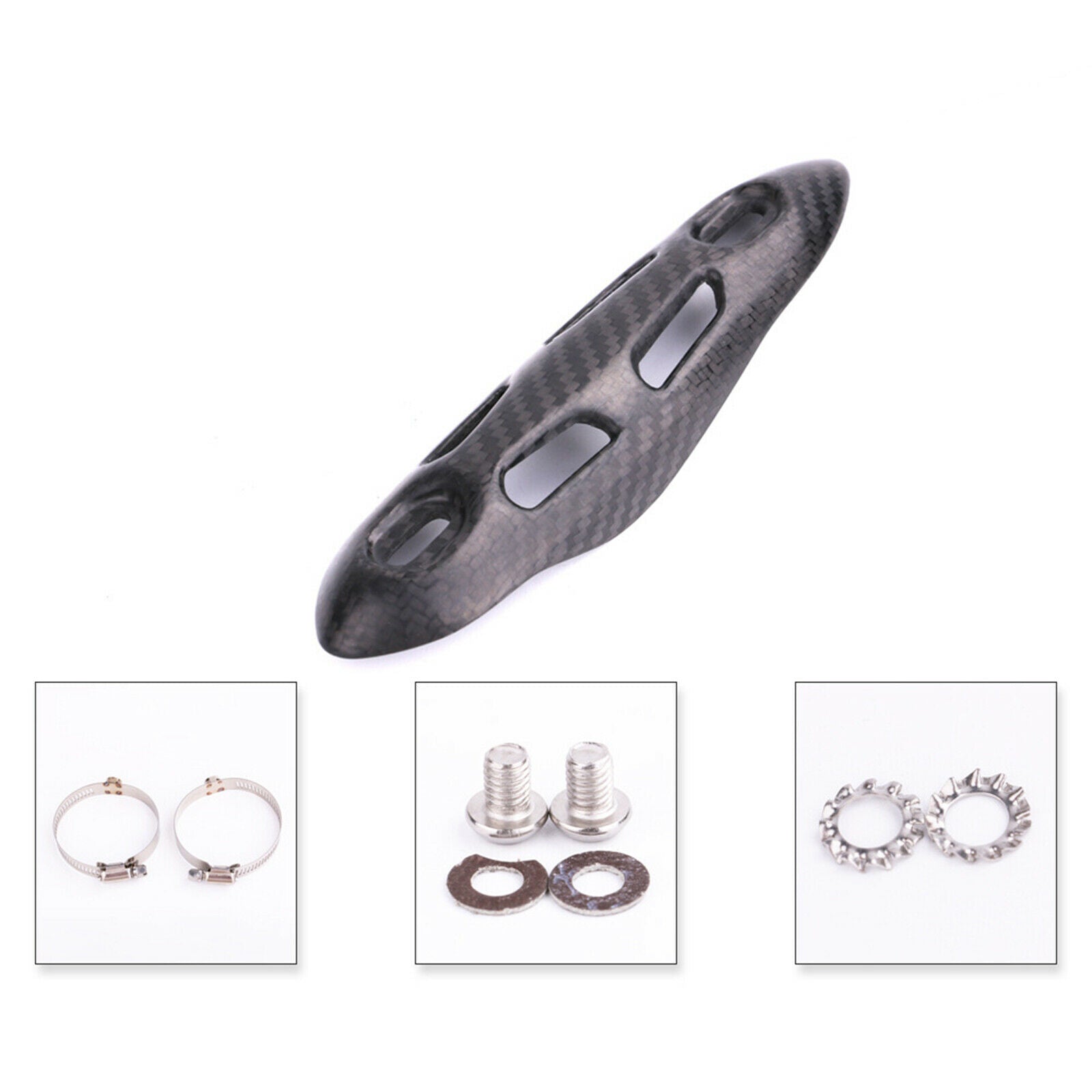 Motorcycle Carbon Fiber Style Exhaust Muffler Pipe Heat Shield Cover Guard,