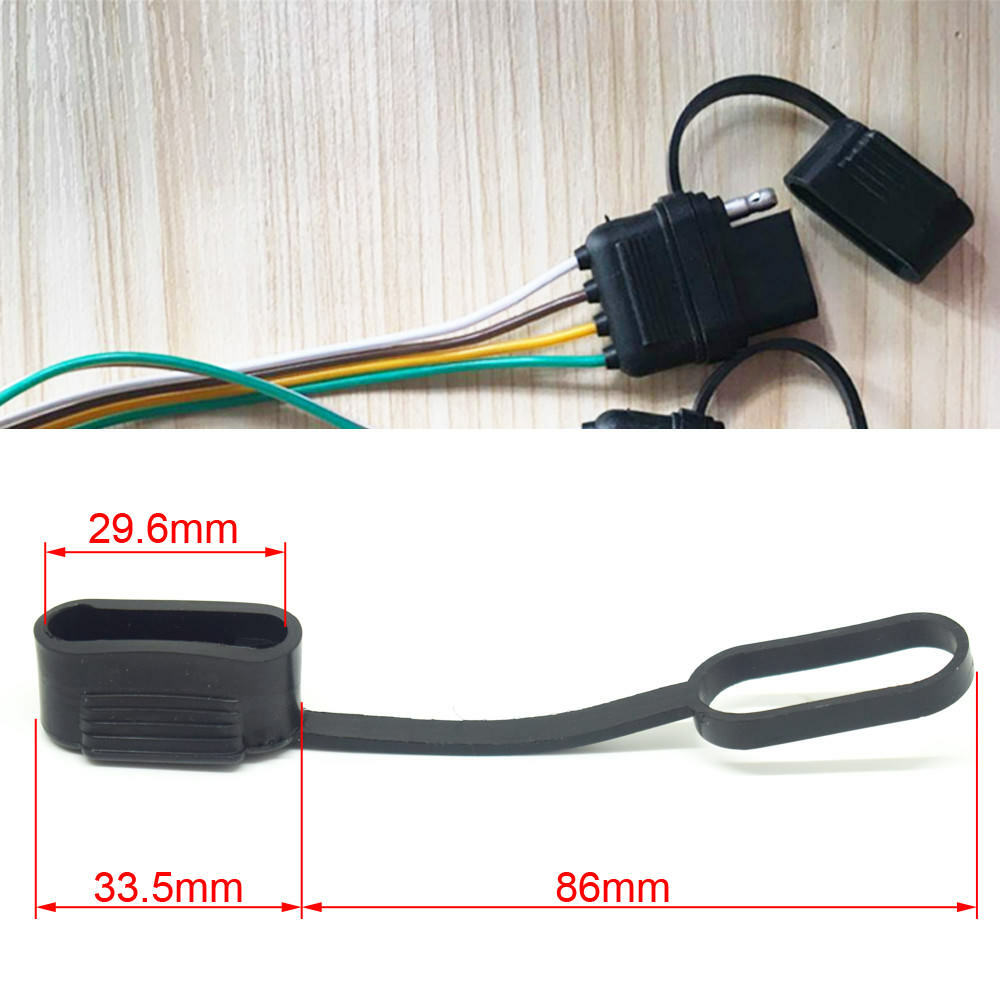 10pcs 4pin Trailer Flat Wire Connector Waterproof Cover Cap Tow Side Rubber Plug