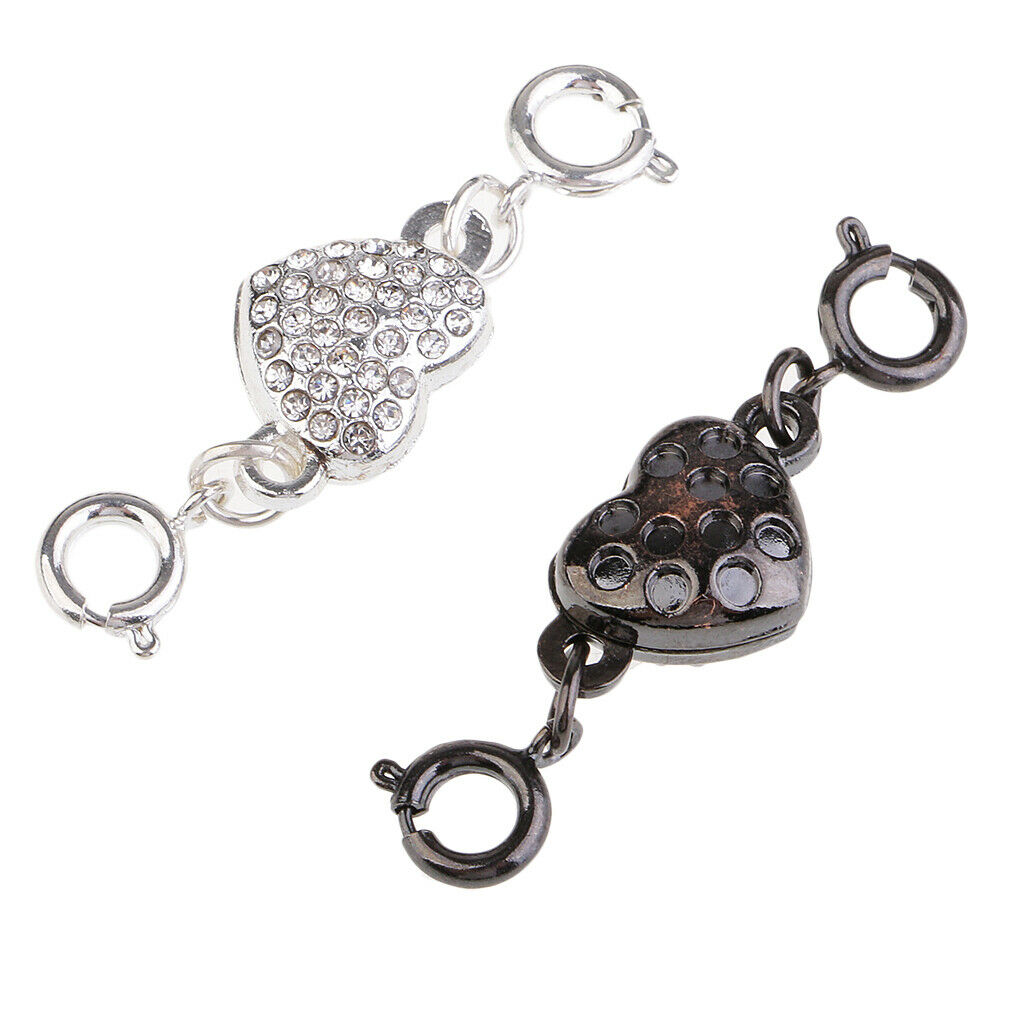 4 Colors Rhinestone Heart Magnetic Clasps Bracelets Jewelry Making Findings