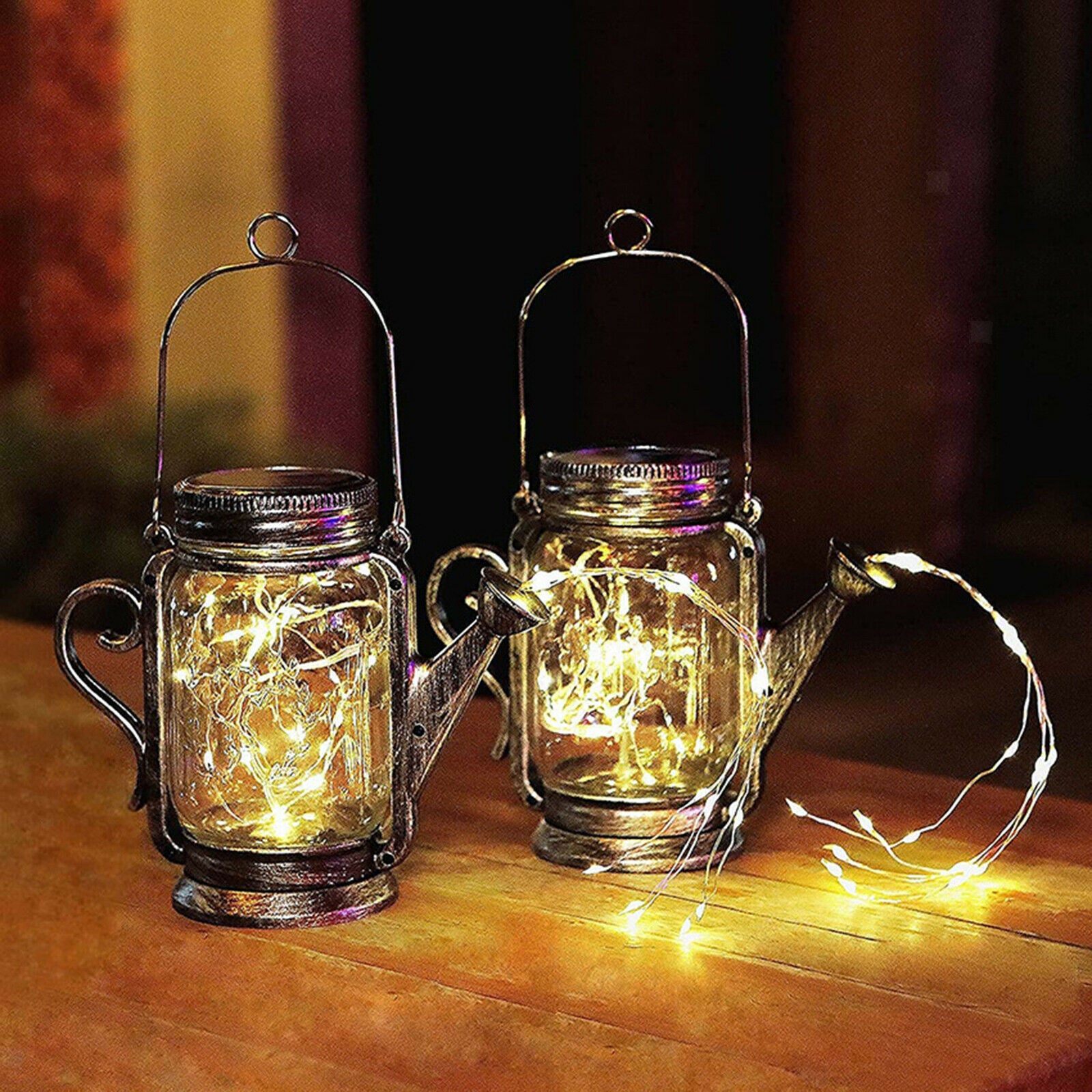 2pcs Mason Jar Solar Lights LED Fairy Lights Garden Fence Xmas Decoration