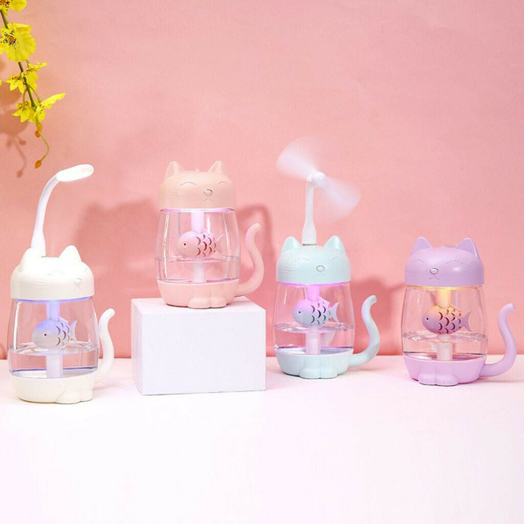 4 Piece Cat Humidifier Fan for Office Desk Beauty Salon Desktop Decoration