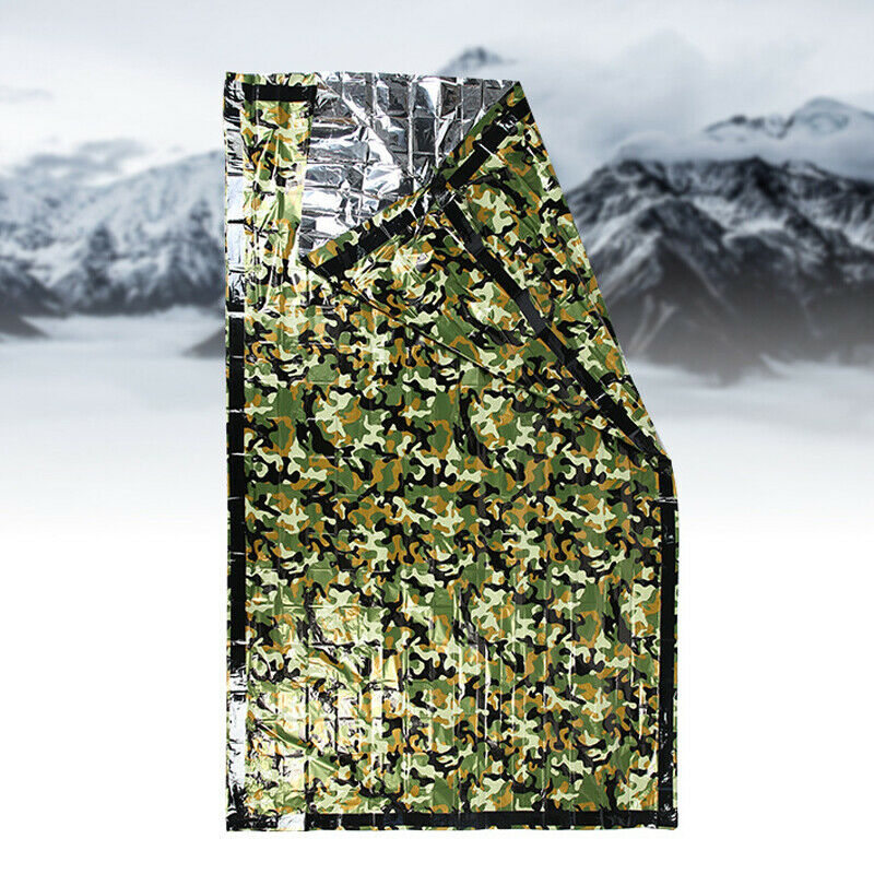 Camouflage Waterproof Reusable Emergency Sleeping Bag Thermal Camping Warm Pad